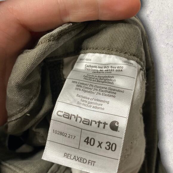 Carhartt Double Knees Carpenter Pants Olive Green Cotton Relaxed Fit Work Wear - Picture 5 of 5
